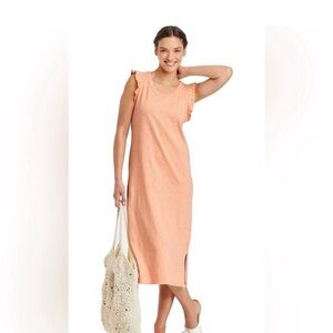 NEW Universal Thread Dress Orange T-Shirt Dress Maxi Long Length Ruffle Large
